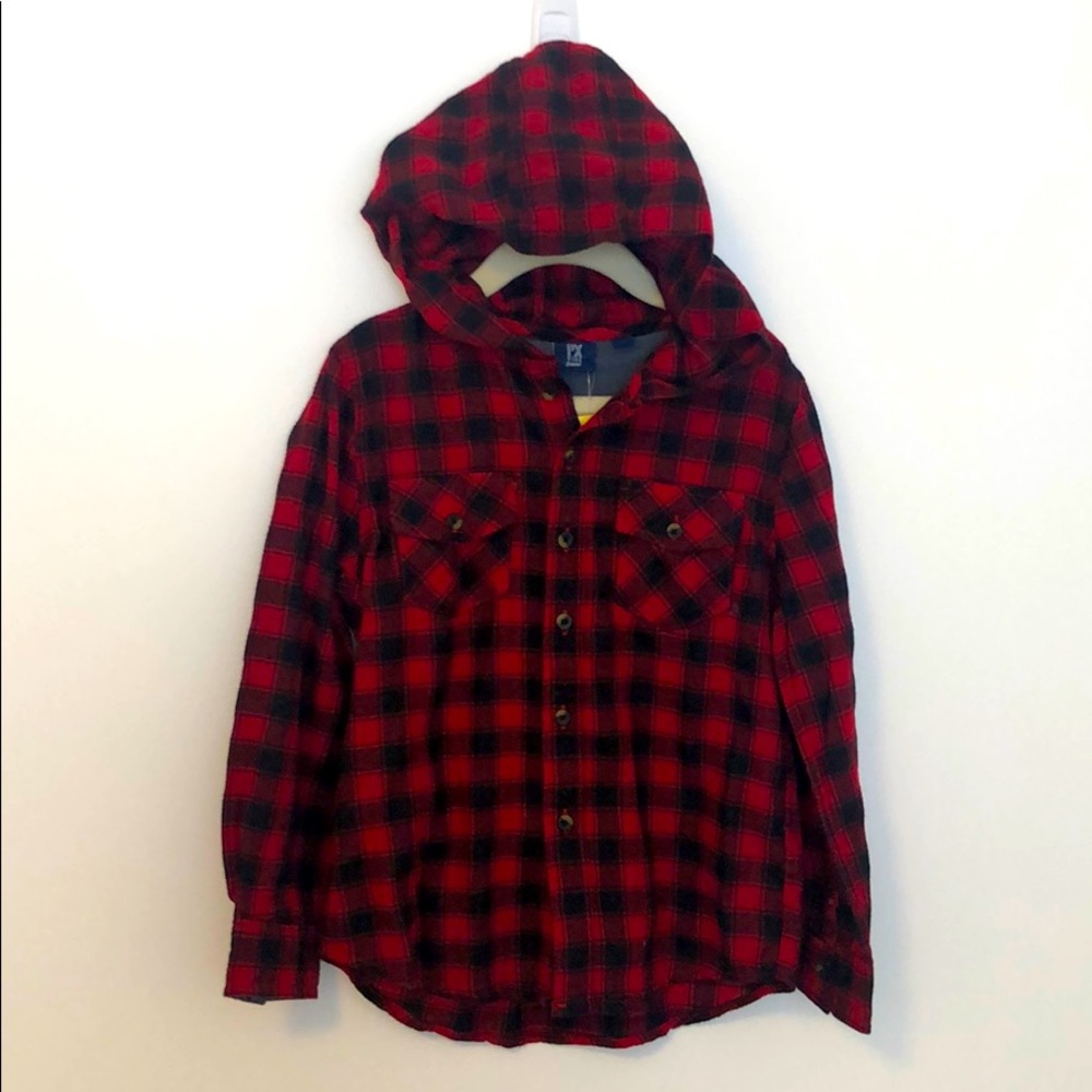 Boys red hoodie flannel NWT